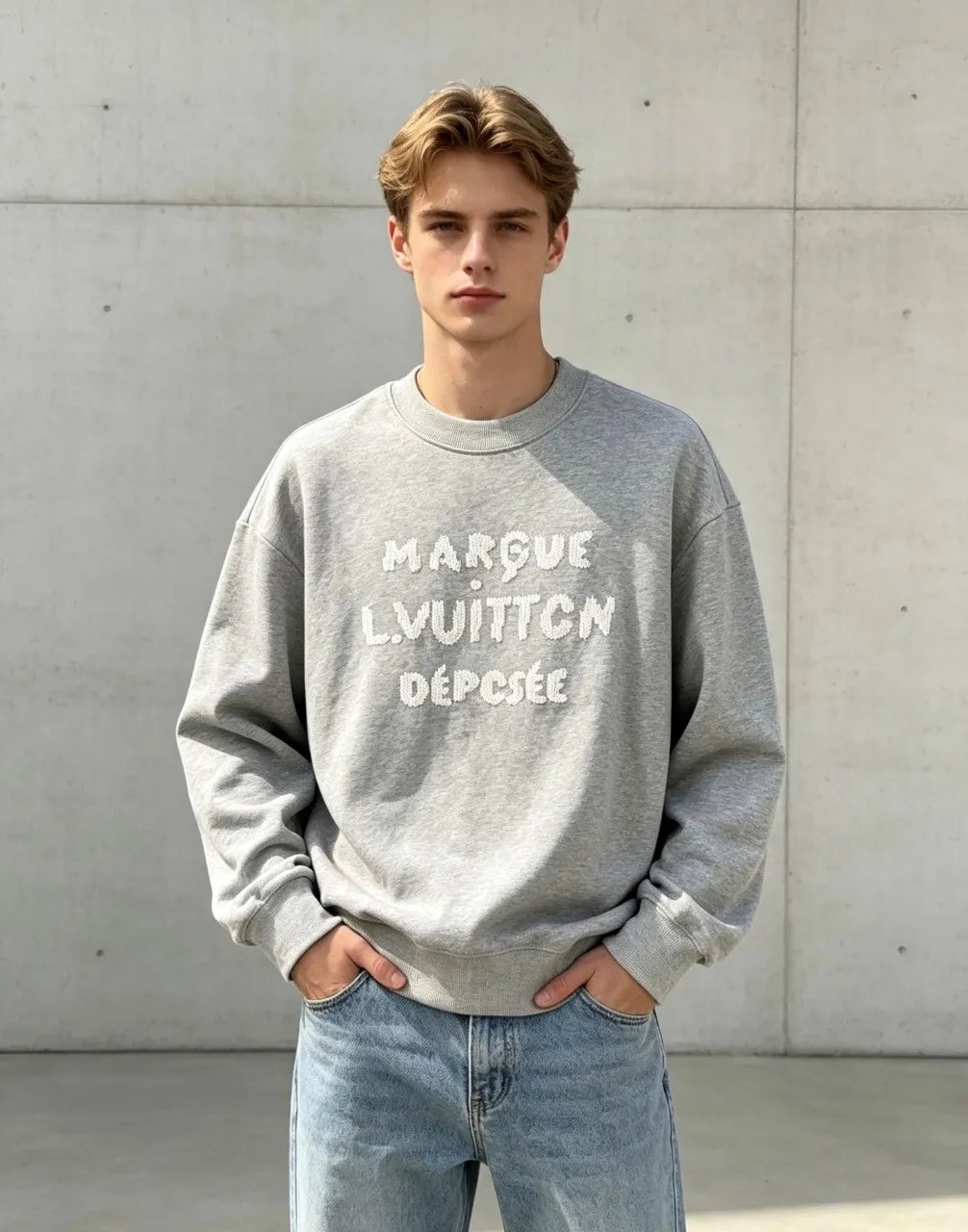 Louis Vuitton/Louis Vuitton woven letter embroidered crew neck sweatshirt